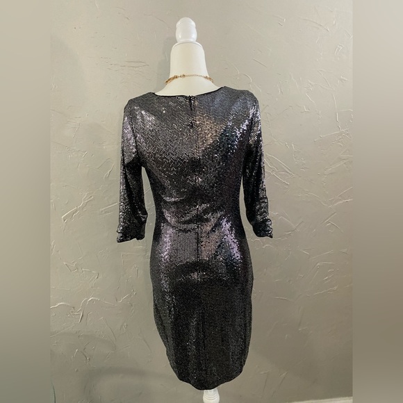 Lulus Jolie Silver Sequin Three-Quarter Sleeve Bodycon Dress - New W/O Tags 🎉🍾 - Picture 5 of 5